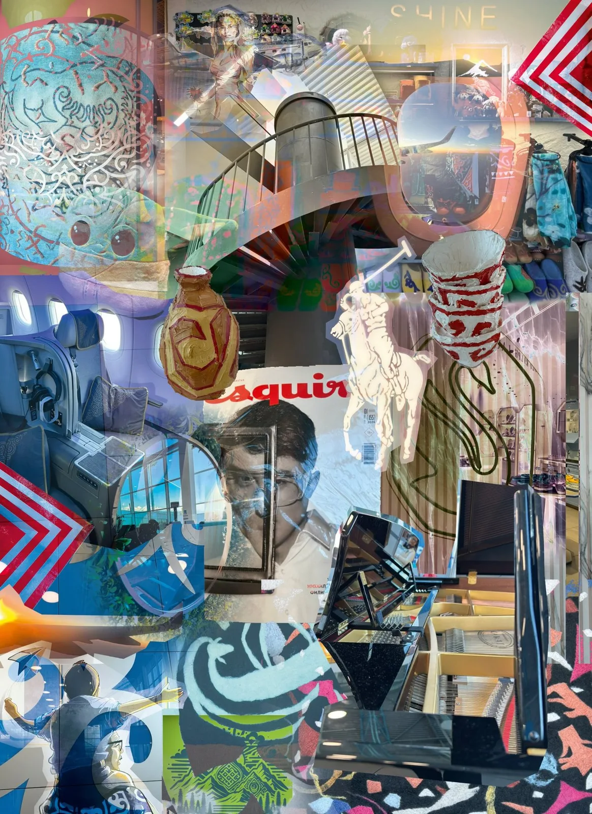 Mixed media art collage, Almaty, Kazakhstan