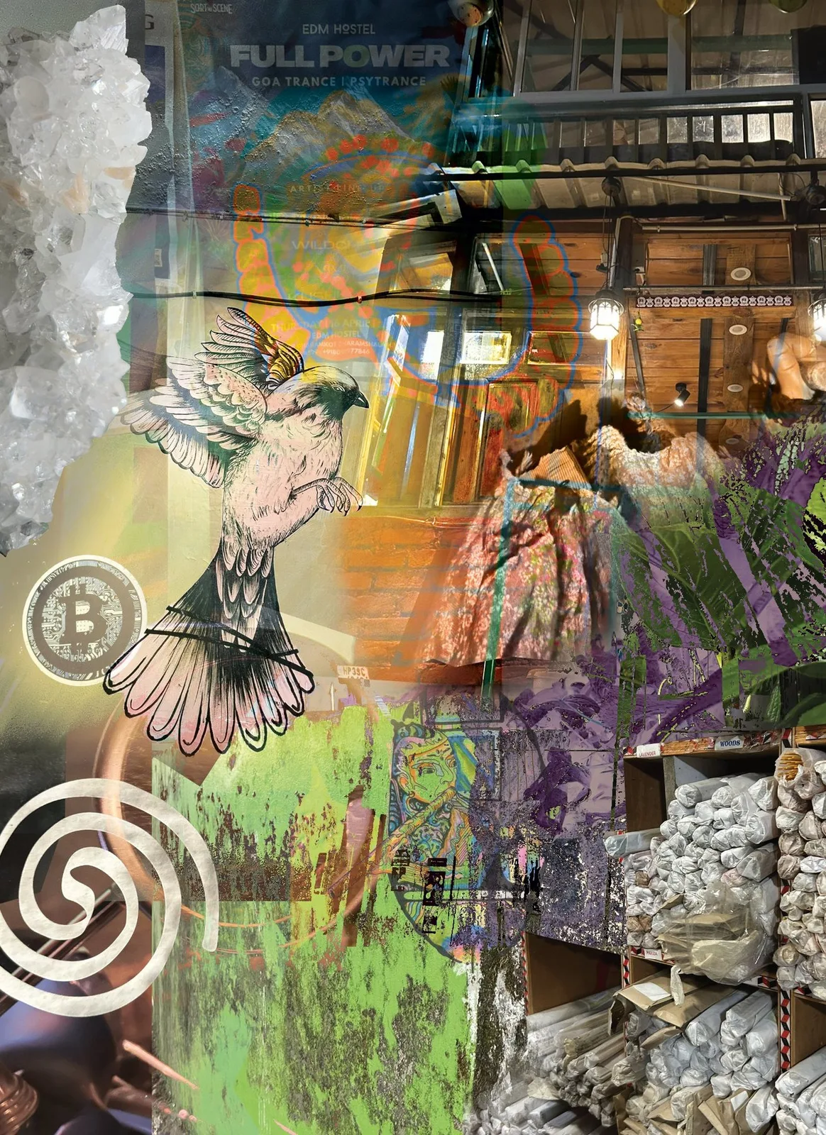 Mixed media art collage, Dharamshala