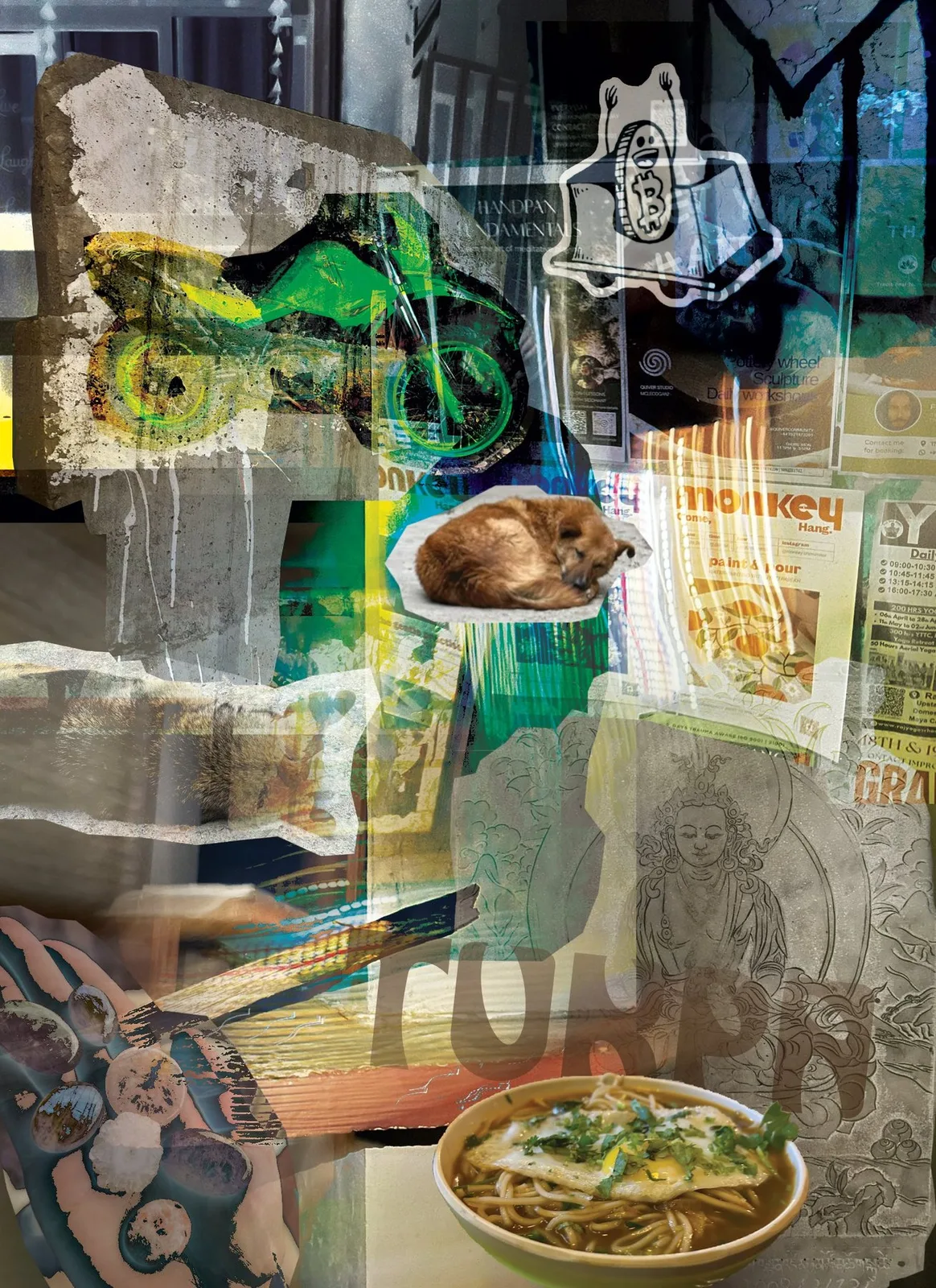 Mixed media art collage, Dharamshala
