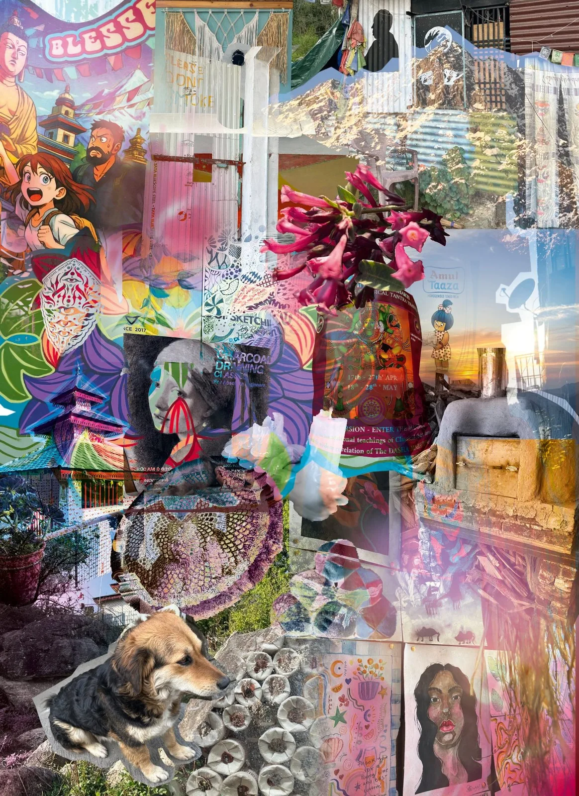 Mixed media art collage, Dharamshala