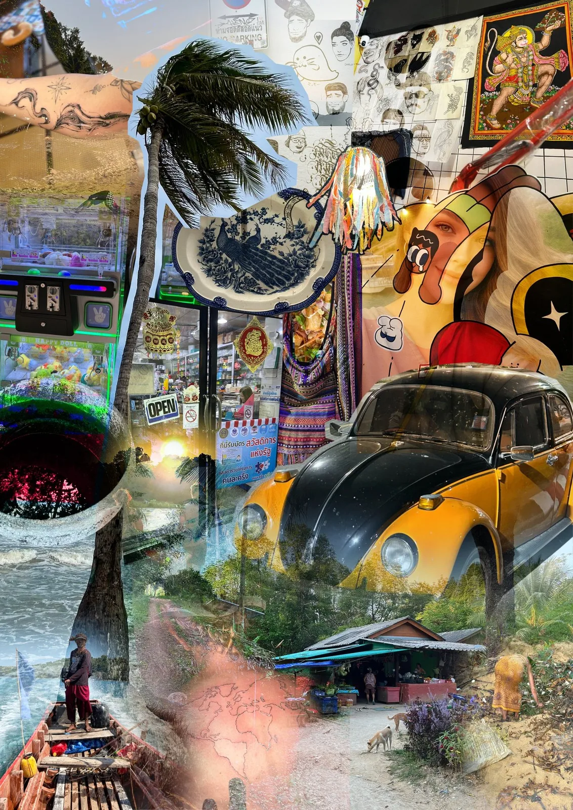 Mixed media art collage, Koh Chang, Thailand
