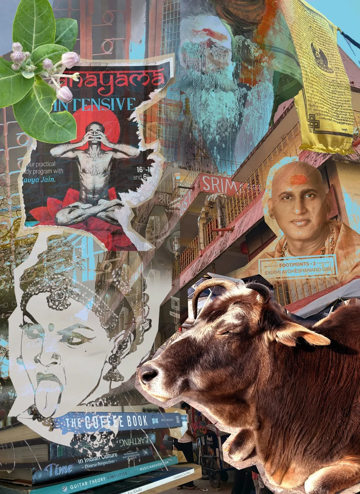 Mixed media art collage, Rishikesh, India